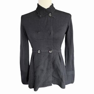 Shin Choi Sweater 100% Extra Fine Merino Wool Peplumwomens Black Small Modern